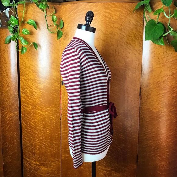 70’s 70s VINTAGE MACY’S Silver Burgundy Cardigan M - Picture 11 of 13